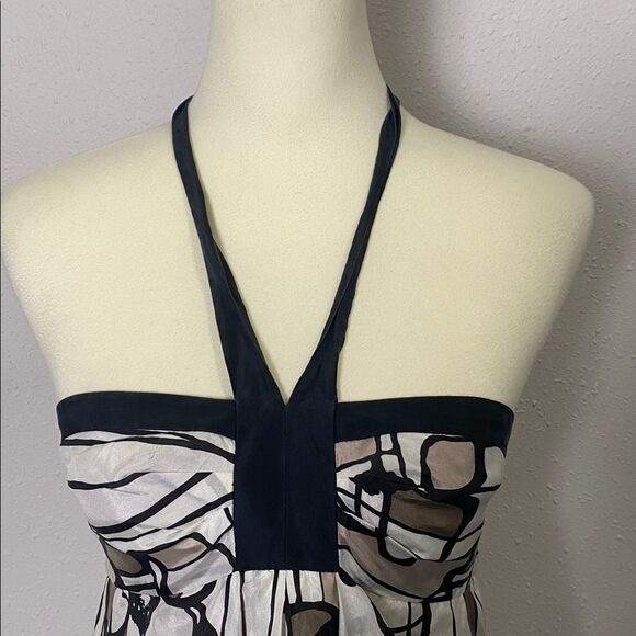 BCBGMaxAzria 100% Silk Floral Halrer Top Mini Party Dress Women's Size 4 - Picture 6 of 15
